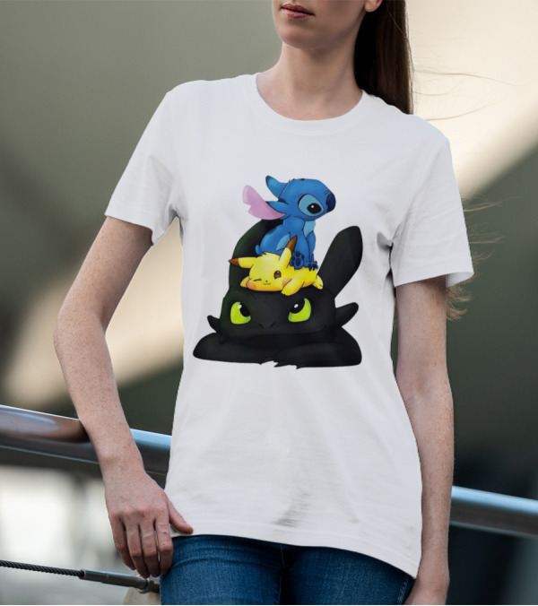 Stitch Pikachu Toothless Crossover T-Shirt