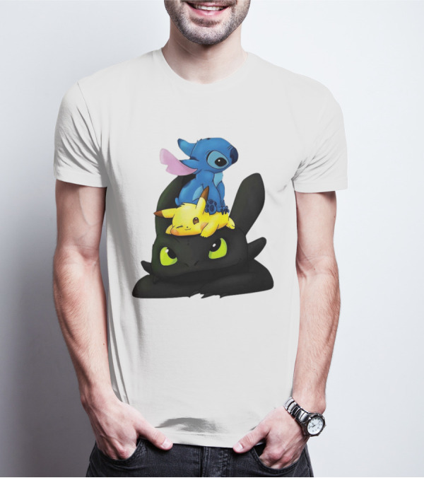 Stitch Pikachu Toothless Crossover T-Shirt