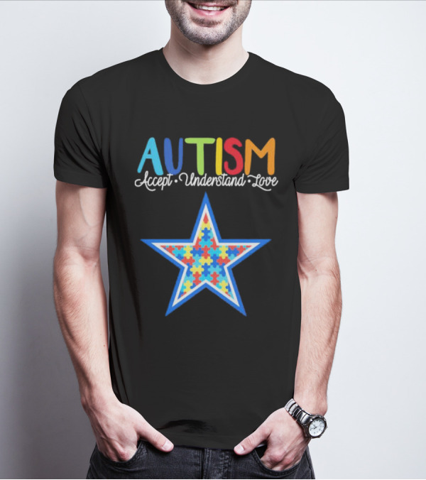 Dallas Cowboys Autism Accept Understand Love Puzzle Star T-Shirt
