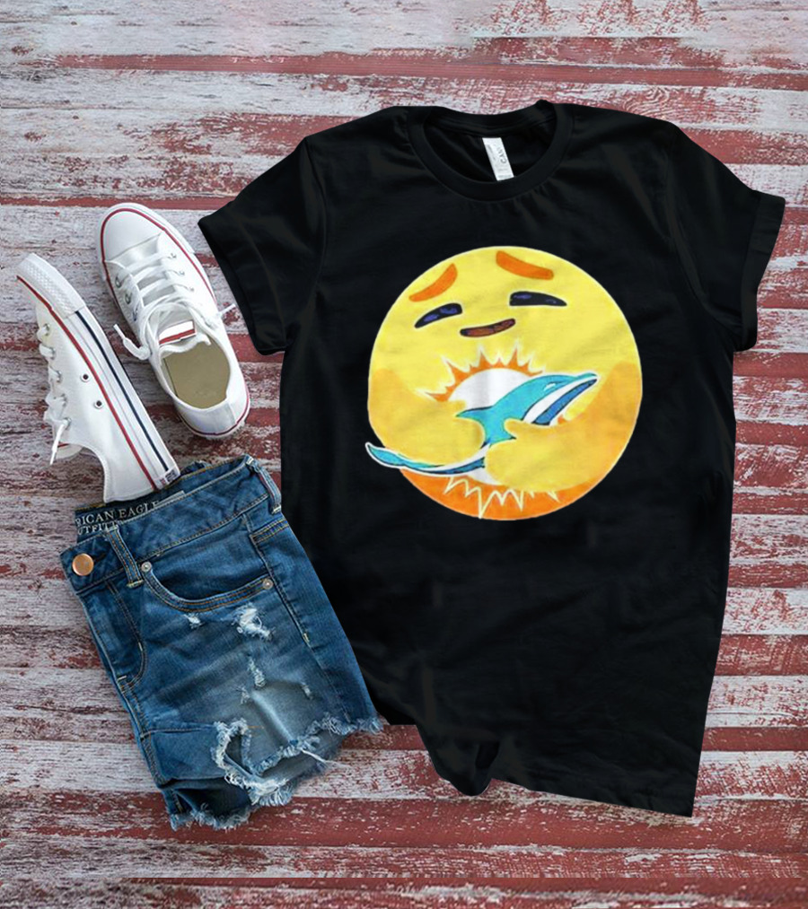 Miami Dolphins Emoji Hugging Dolphin T-Shirt