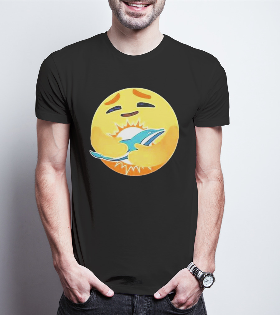 Miami Dolphins Emoji Hugging Dolphin T-Shirt