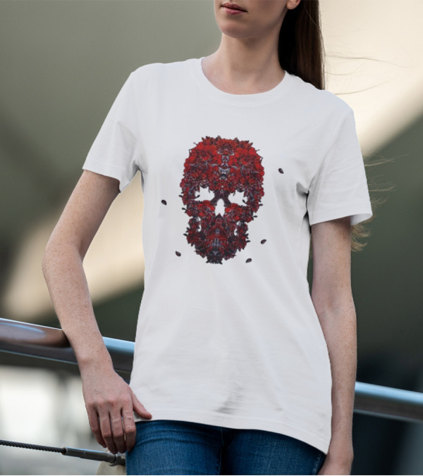 Kai Wachi Red Floral Skull T-Shirt