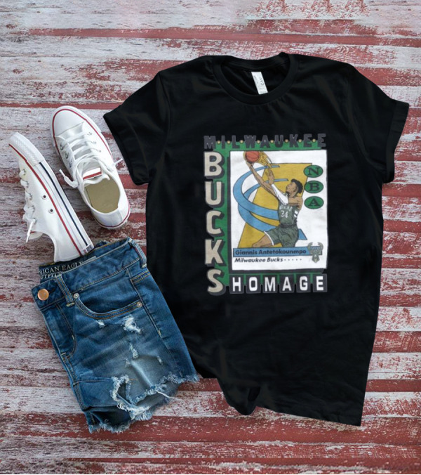 Milwaukee Bucks Giannis Antetokounmpo NBA Homage Trading Card T-Shirt
