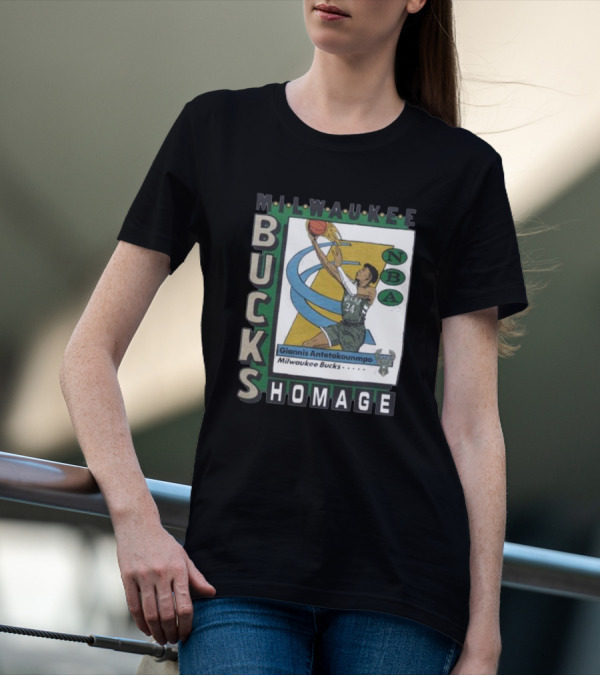 Milwaukee Bucks Giannis Antetokounmpo NBA Homage Trading Card T-Shirt