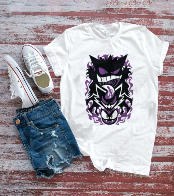 Versiris Haunted Gengar Gastly Ghastly Purple Flames T-Shirt