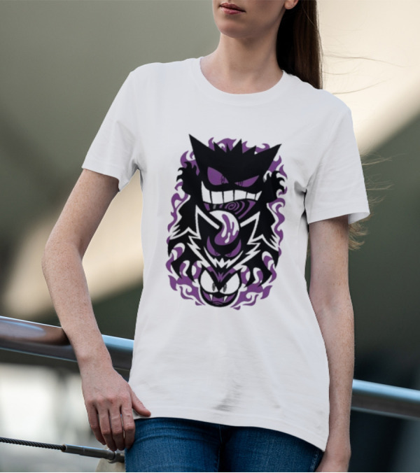 Versiris Haunted Gengar Gastly Ghastly Purple Flames T-Shirt