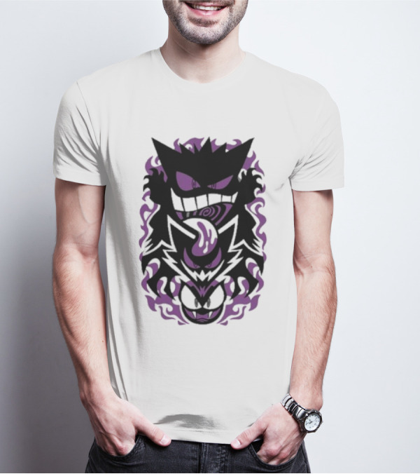 Versiris Haunted Gengar Gastly Ghastly Purple Flames T-Shirt