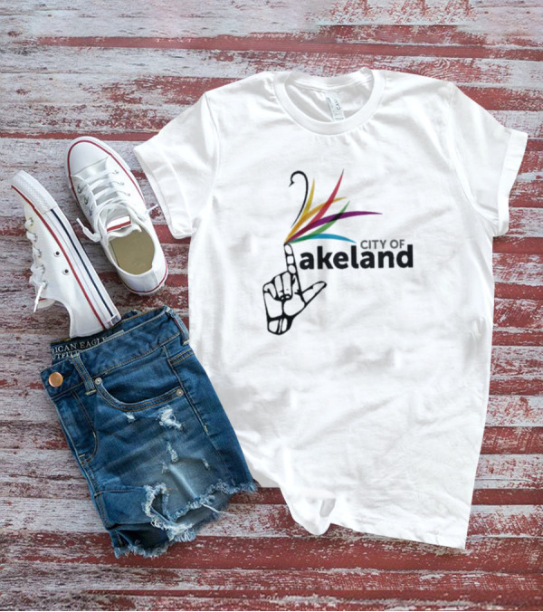 City Of Lakeland Hand Gesture With Colorful Feathers T-Shirt