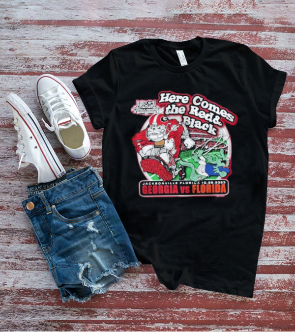Here Comes The Red And Black Georgia Vs Florida Jacksonville 10.28.2023 T-Shirt