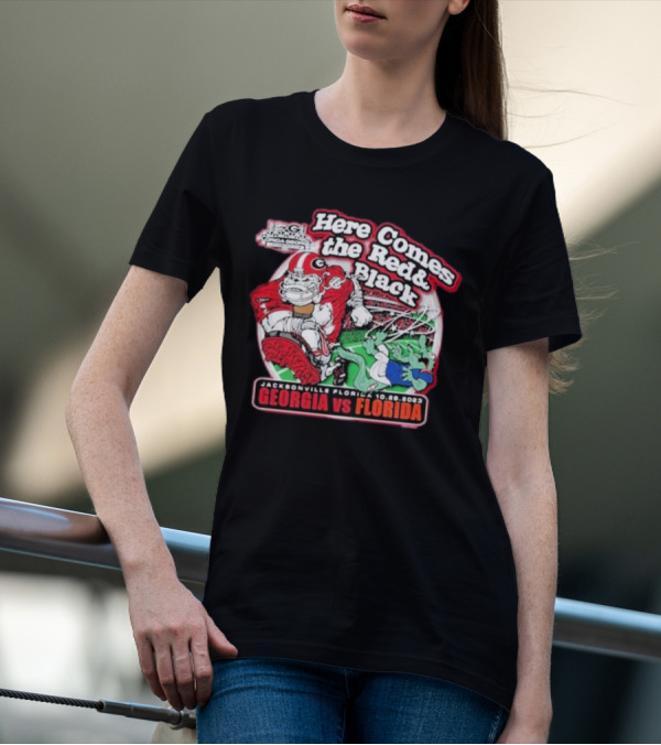 Here Comes The Red And Black Georgia Vs Florida Jacksonville 10.28.2023 T-Shirt