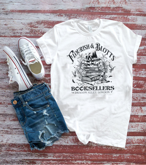 Flourish And Blotts Booksellers Dragon Alley London Wizard Books And Magical Creatures T-Shirt