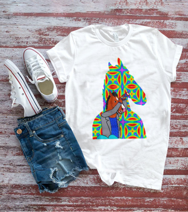 Psychedelic Bojack Horseman Silhouette With Colorful T-Shirt