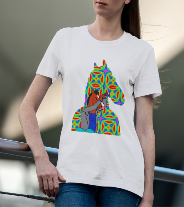 Psychedelic Bojack Horseman Silhouette With Colorful T-Shirt