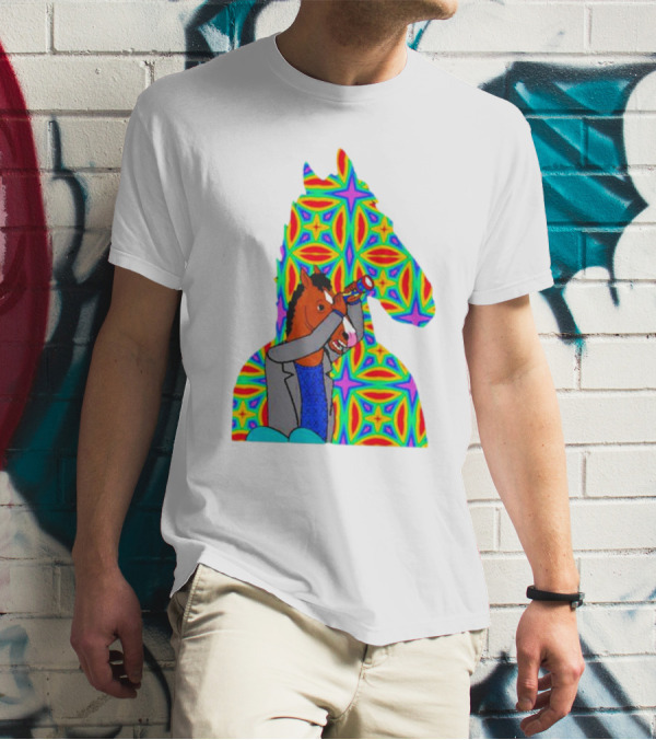 Psychedelic Bojack Horseman Silhouette With Colorful T-Shirt