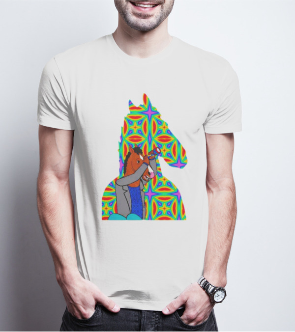 Psychedelic Bojack Horseman Silhouette With Colorful T-Shirt