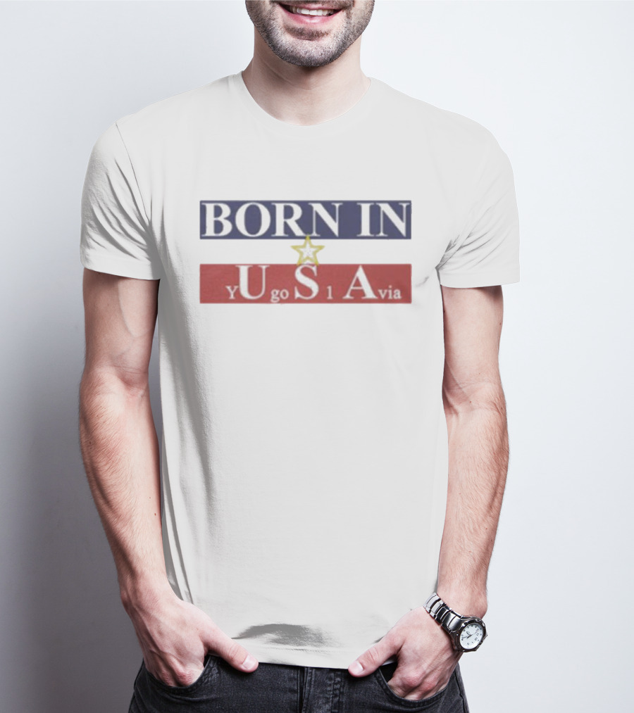 BORN IN USA Yugoslavia Star Stripes T-Shirt