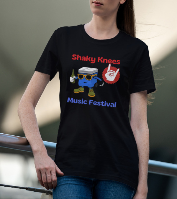 Shaky Knees Music Festival Cooler Character Holding Bottle With Hand Gesture T-Shirt
