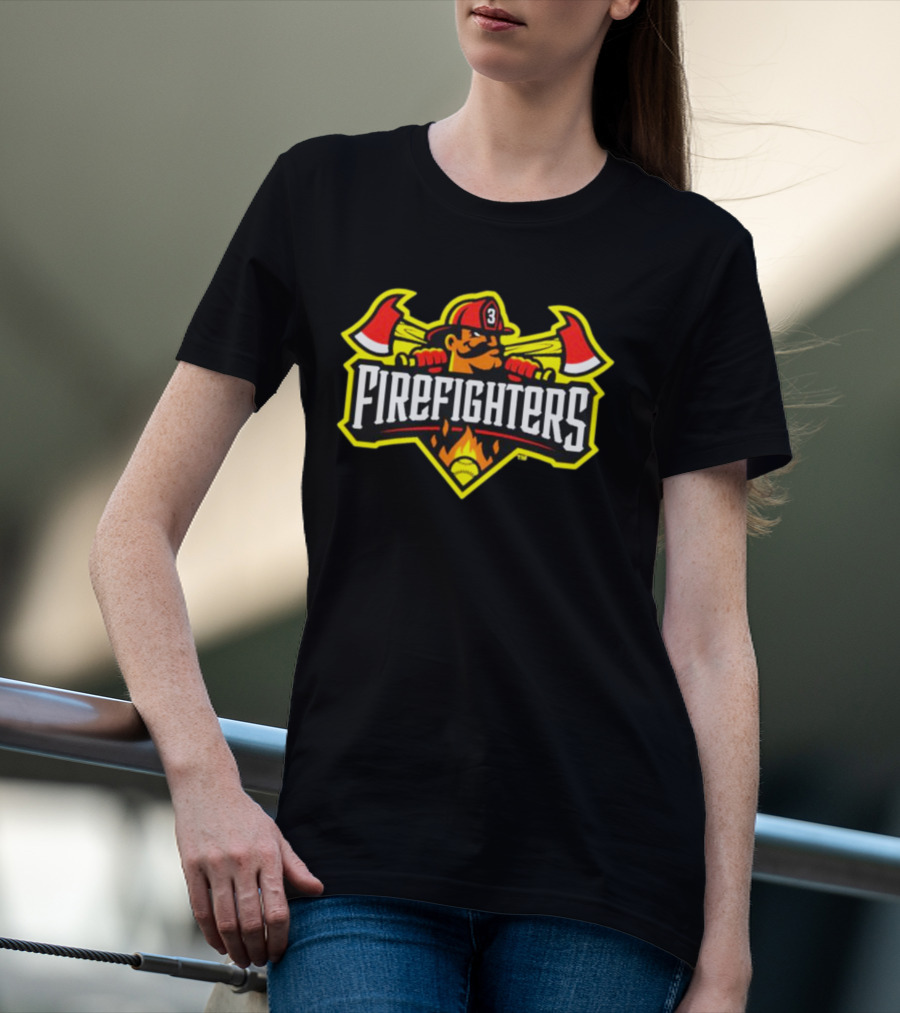 Firefighters Baseball Logo With Axes And Helmet T-Shirt