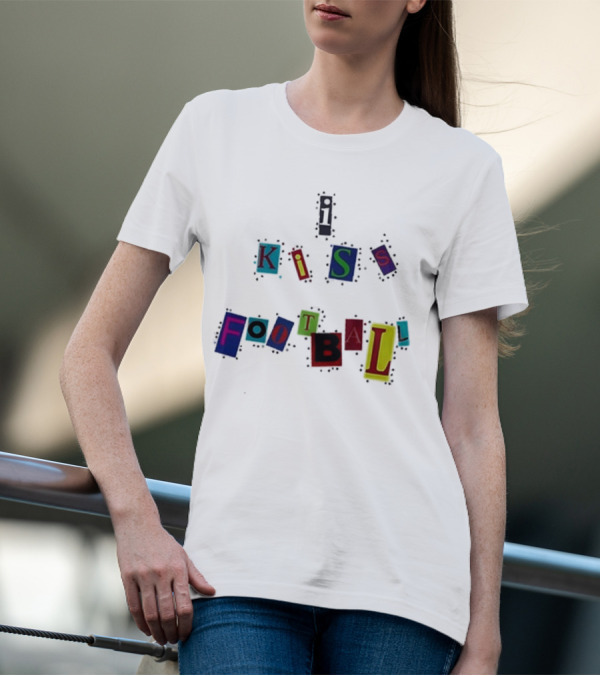 Nooruddean I Kiss Football Soccer Love Passion Bold Colorful Textured T-Shirt