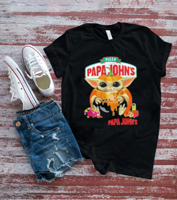 Papa John's Pizza Baby Yoda Pumpkin Halloween T-Shirt
