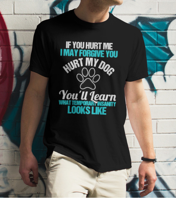 If You Hurt Me I May Forgive You Hurt My Dog You’ll Learn What Temporary Insanity Looks Like Paw Prints T-Shirt