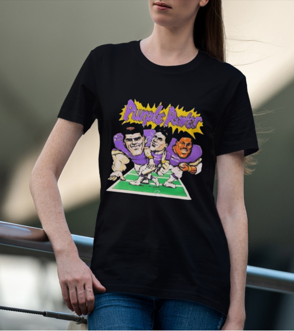 Purple Power Minnesota Vikings Cartoon Trio Caricature Football T-Shirt