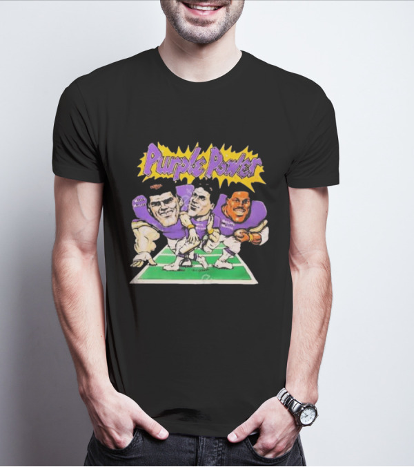 Purple Power Minnesota Vikings Cartoon Trio Caricature Football T-Shirt