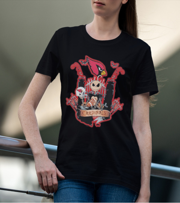 Jack Skellington Halloween Arizona Cardinals Fan T-Shirt