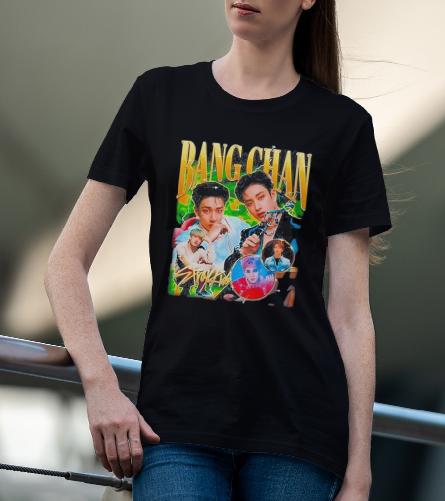 Bang Chan Stray Kids Multicolor Photo Collage T-Shirt