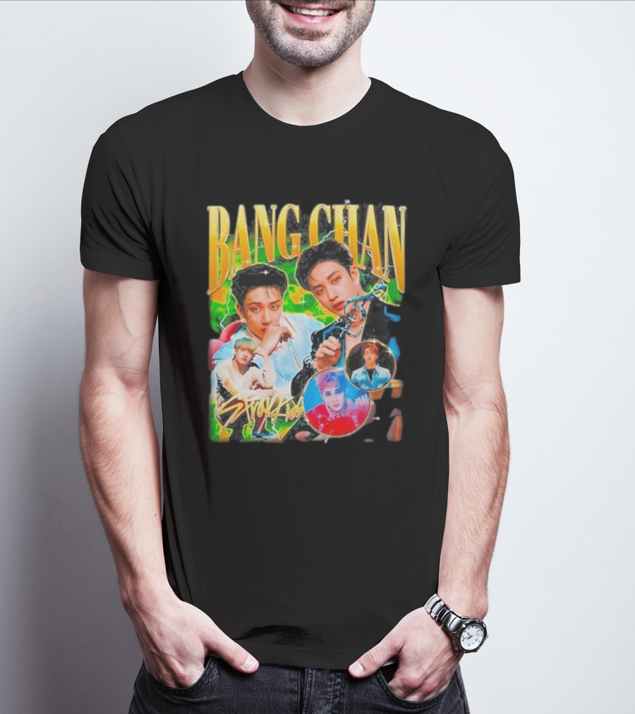 Bang Chan Stray Kids Multicolor Photo Collage T-Shirt