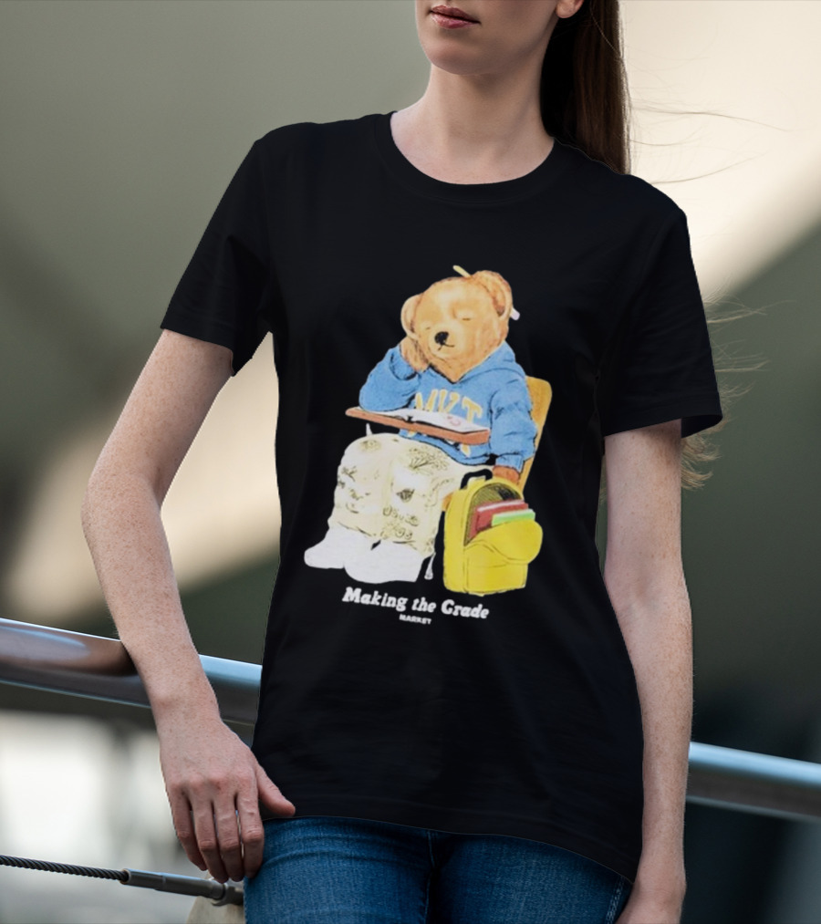 NYT Bear In School Desk With Yellow Backpack T-Shirt