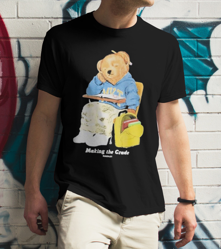 NYT Bear In School Desk With Yellow Backpack T-Shirt