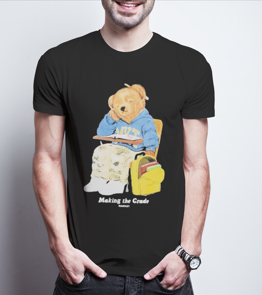 NYT Bear In School Desk With Yellow Backpack T-Shirt