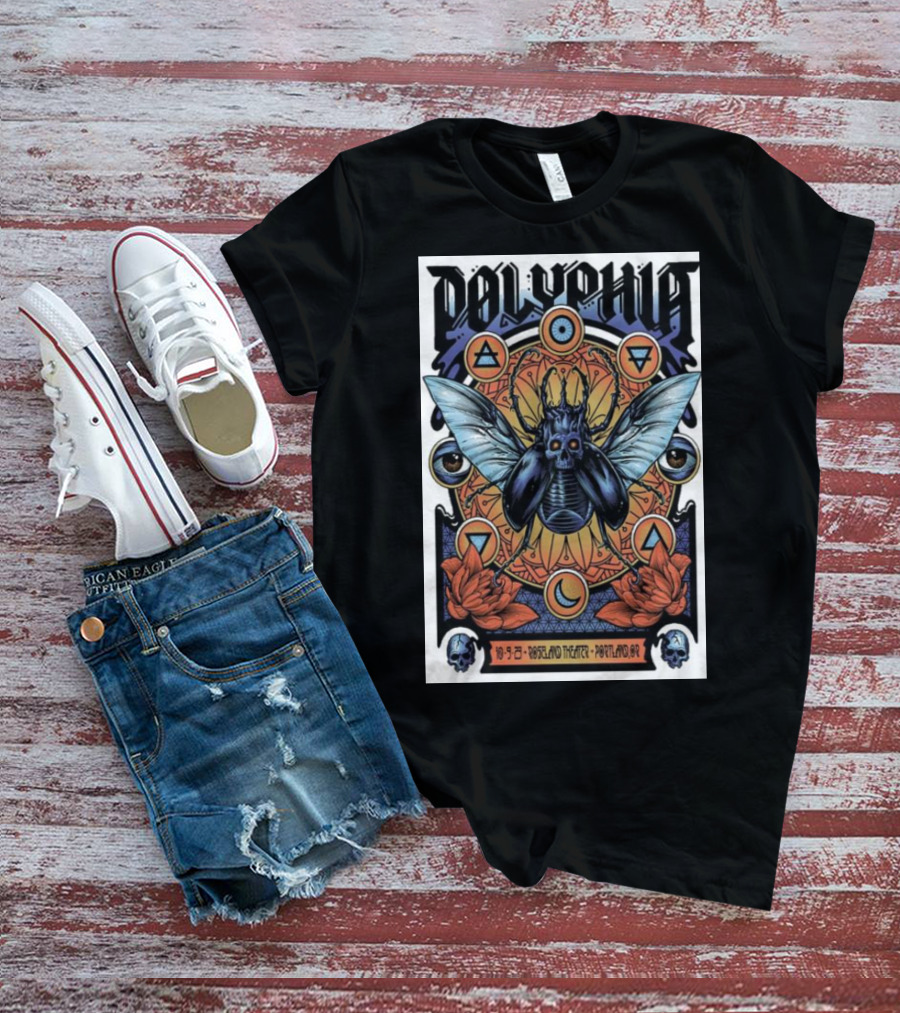 Polyphia Portland 10-5-23 Portland Theater Skull Insect Geometry T-Shirt