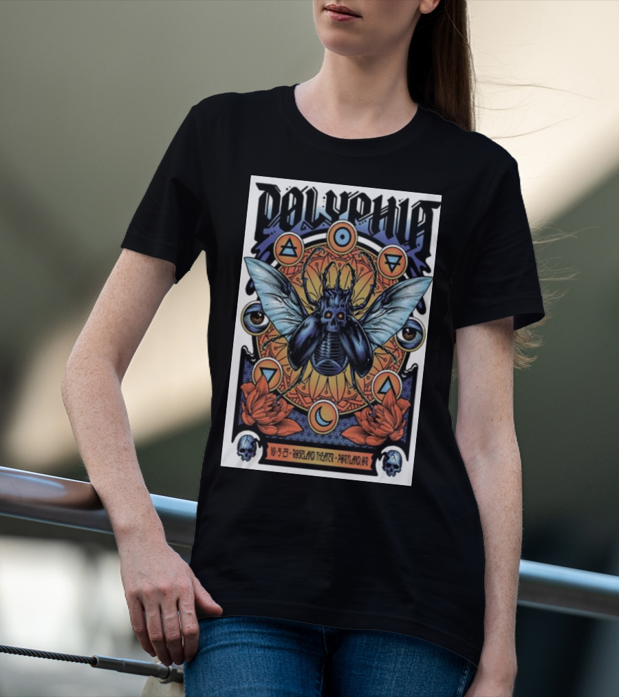 Polyphia Portland 10-5-23 Portland Theater Skull Insect Geometry T-Shirt