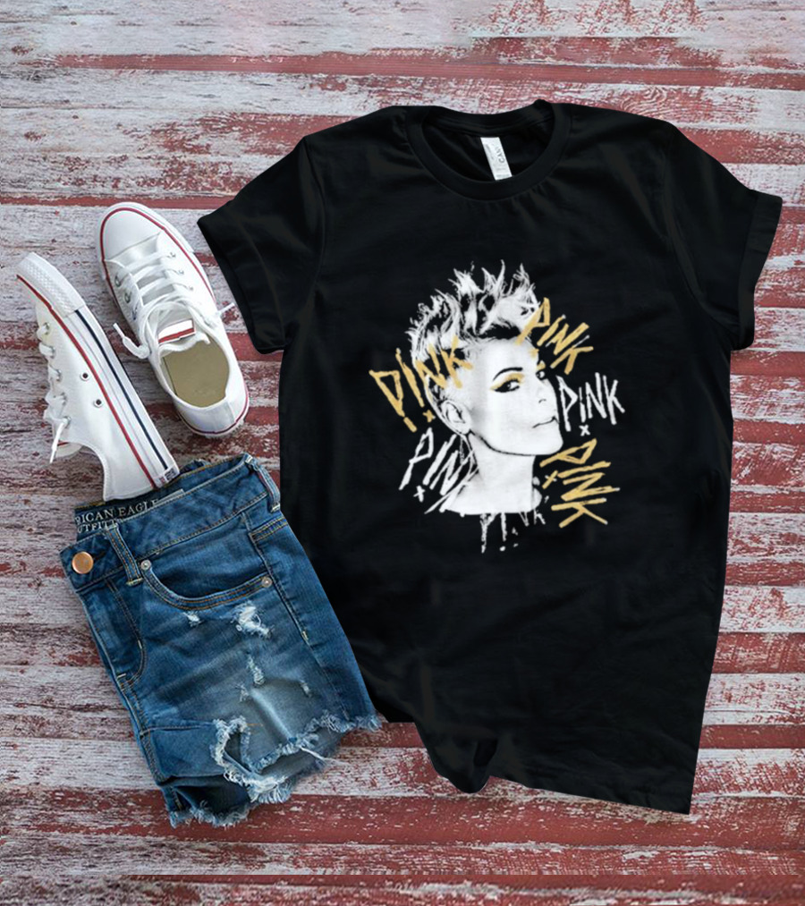 Pnk - Stylized Portrait With Pnk Text T-Shirt