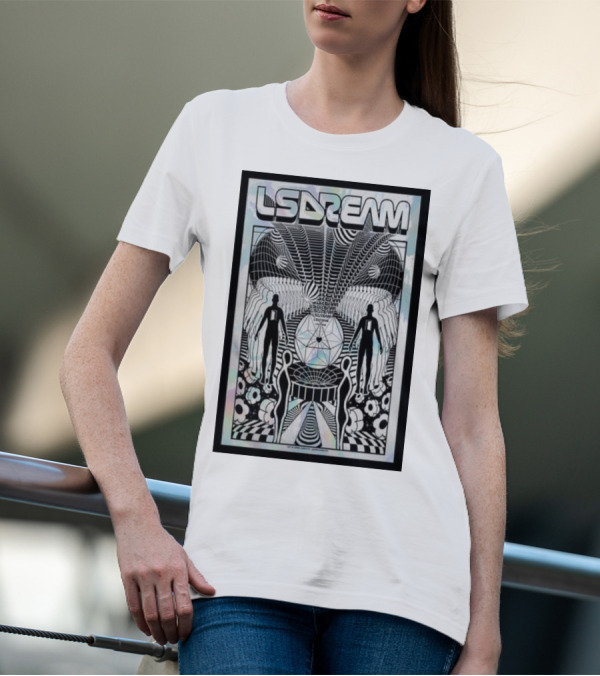 LSDREAM Trippy Psychedelic Geometric Silhouettes With Cosmic Patterns And Symmetry T-Shirt