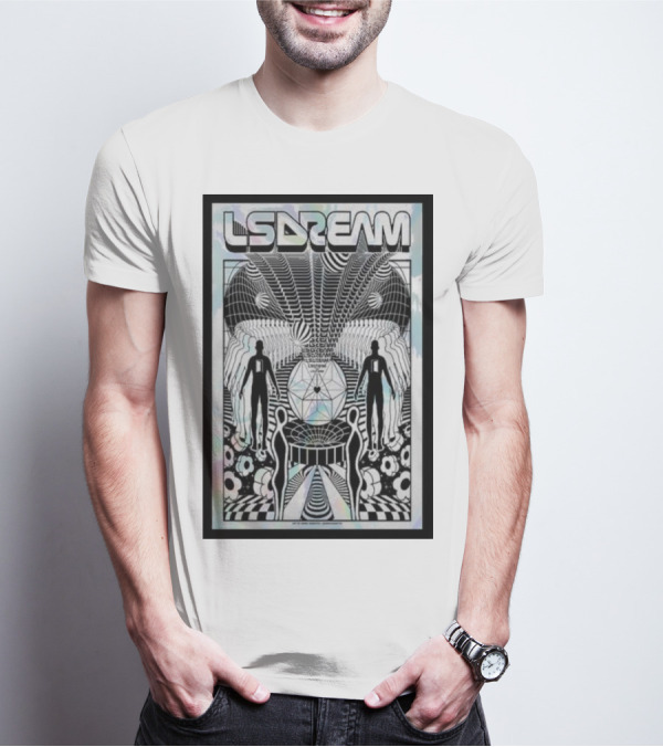 LSDREAM Trippy Psychedelic Geometric Silhouettes With Cosmic Patterns And Symmetry T-Shirt