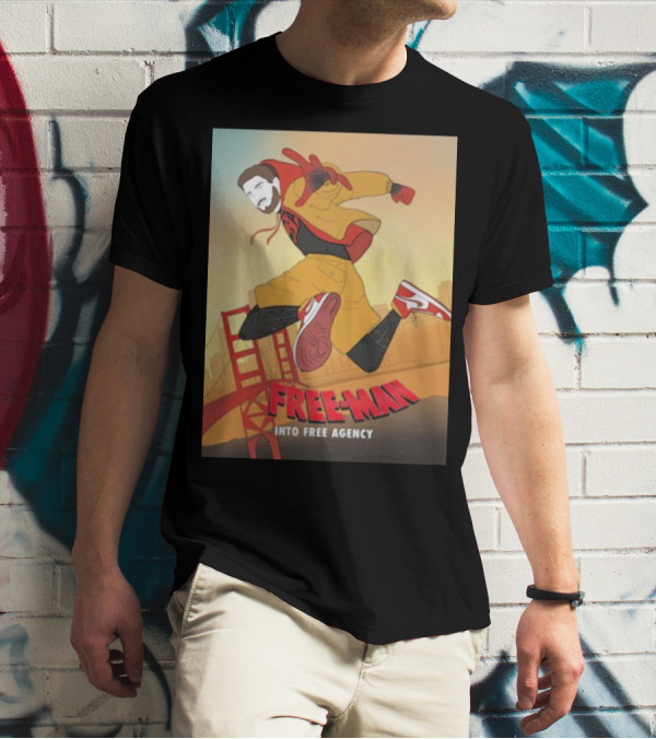 FREE-MAN Into Free Agency San Francisco Bridge Jumping Character T-Shirt