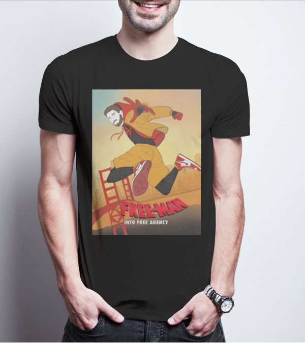 FREE-MAN Into Free Agency San Francisco Bridge Jumping Character T-Shirt