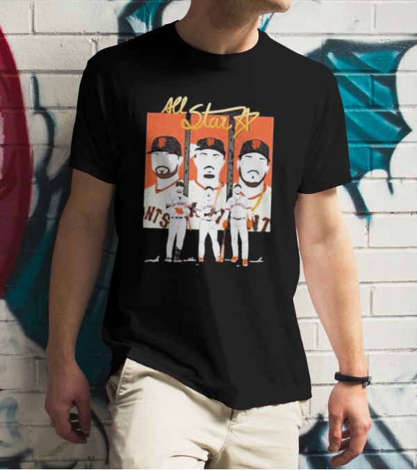 Giants All Star Players With Iconic Caps And Jerseys T-Shirt
