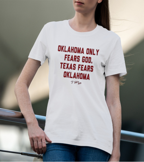 Oklahoma Only Fears God Texas Fears Oklahoma Stutsman 28 T-Shirt