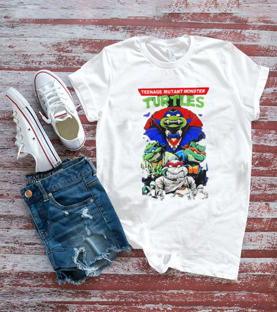 Teenage Mutant Monster Turtles Vampire Mummy Frankenstein Werewolf Mashup T-Shirt