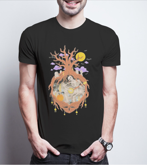 Grateful Dead The 13th Skeleton Moonlit Cemetery Tree T-Shirt