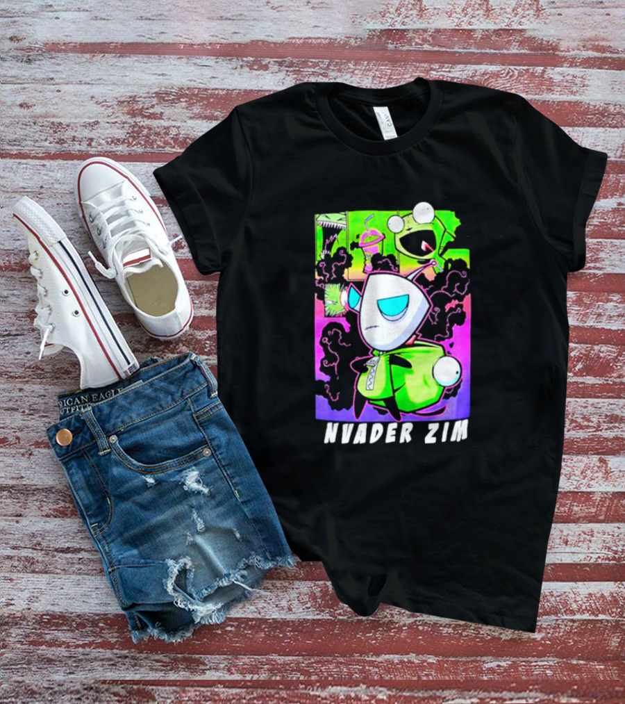 Invader Zim GIR Unzipped Neon Colors Cartoon T-Shirt