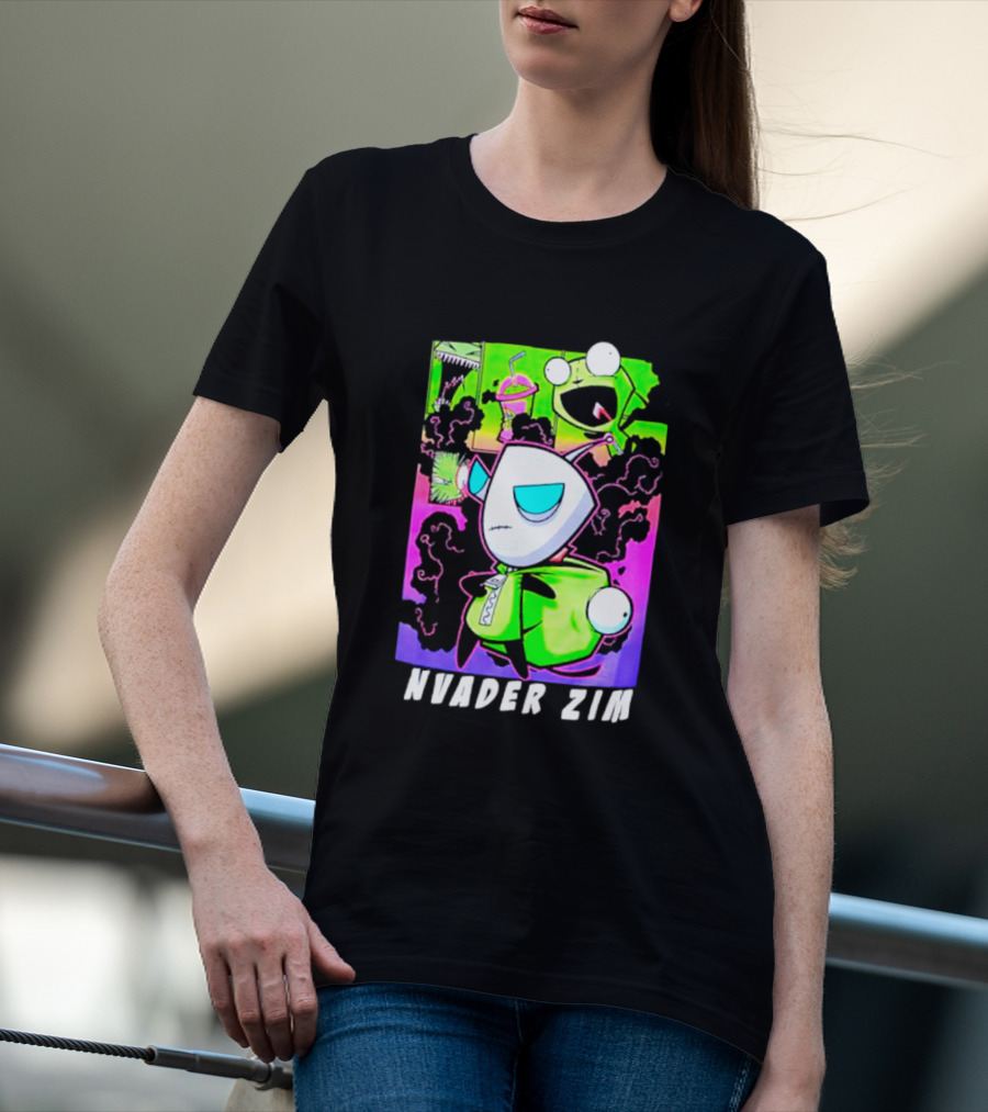 Invader Zim GIR Unzipped Neon Colors Cartoon T-Shirt
