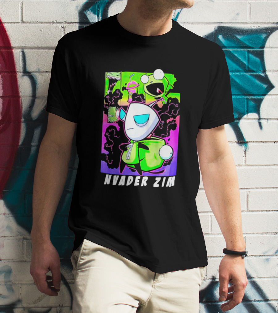 Invader Zim GIR Unzipped Neon Colors Cartoon T-Shirt
