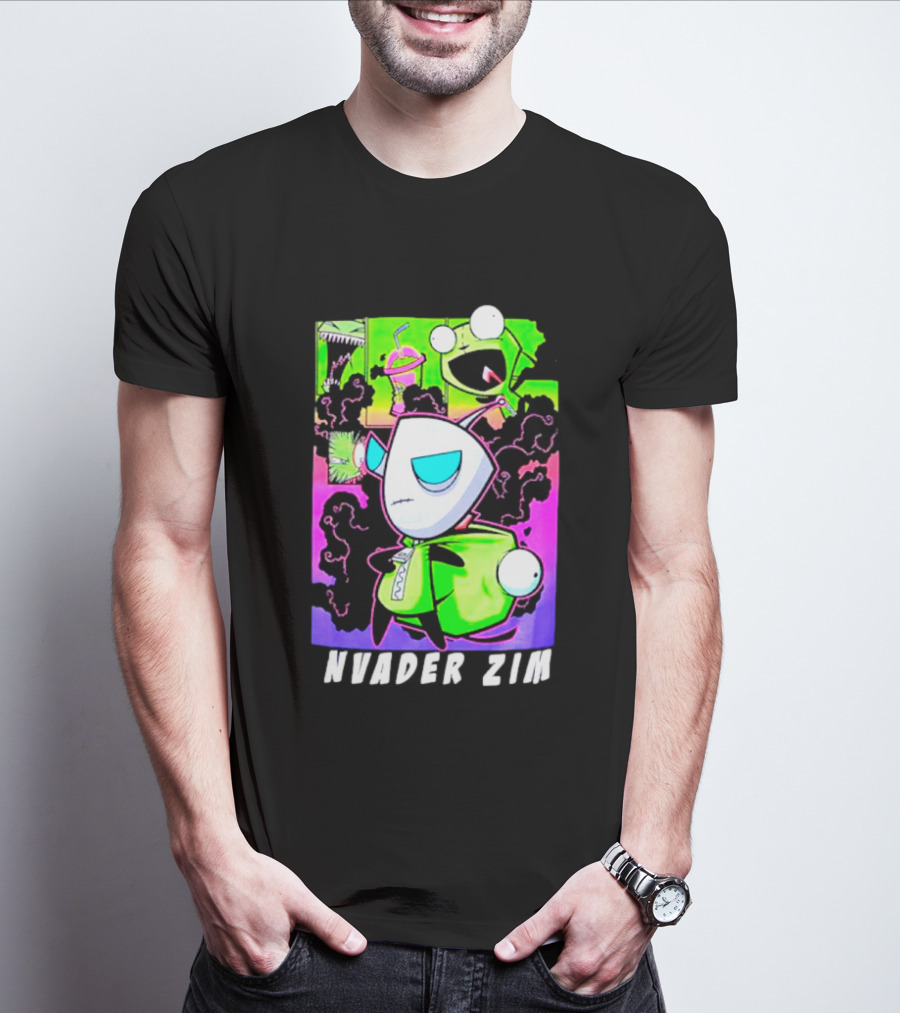 Invader Zim GIR Unzipped Neon Colors Cartoon T-Shirt