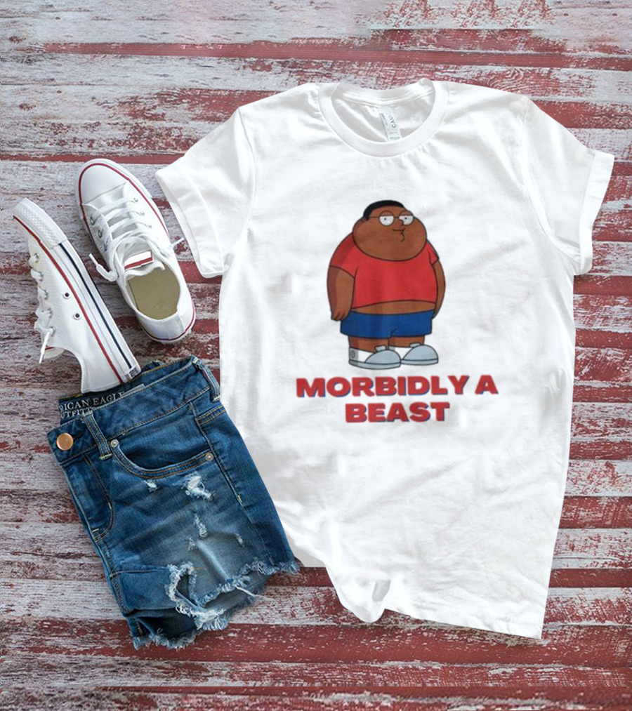 Morbidly A Beast Cartoon Character In Red And Blue T-Shirt
