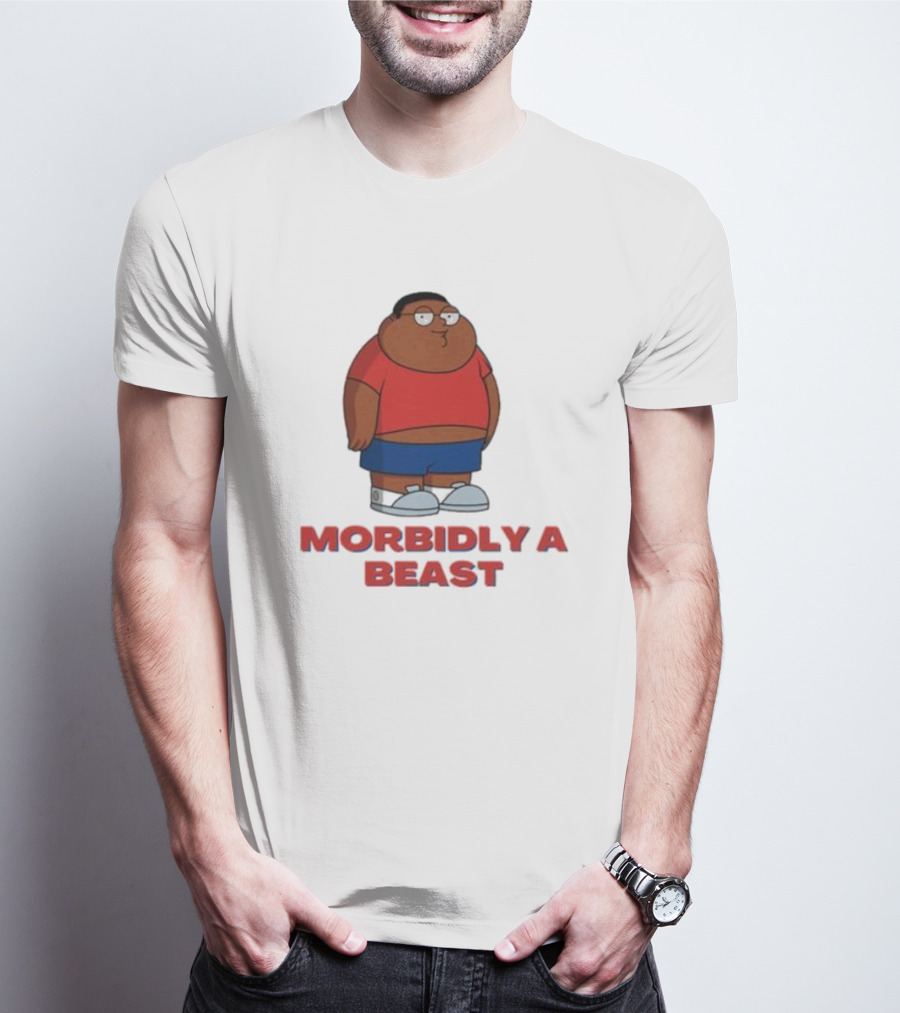 Morbidly A Beast Cartoon Character In Red And Blue T-Shirt